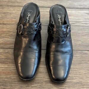 Brighton Black Block Heel Slip-On Mules Shoes Size 8M